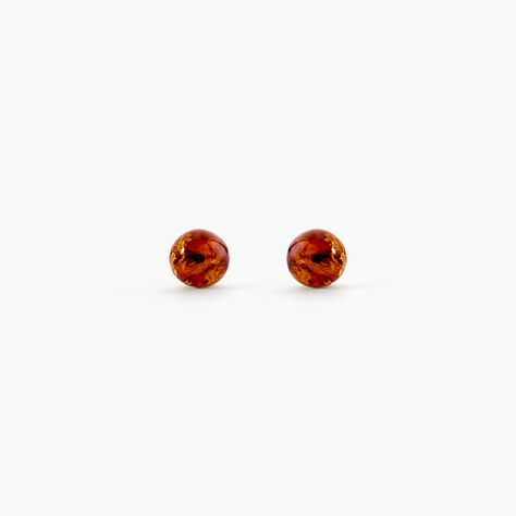 Boucles D'oreilles Puces Brunhild Argent Blanc Ambre - Puces Femme | Marc Orian