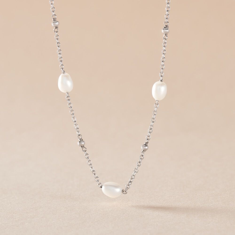 Collier Flawless Argent Blanc Perle De Culture - Colliers avec pierres Femme | Marc Orian