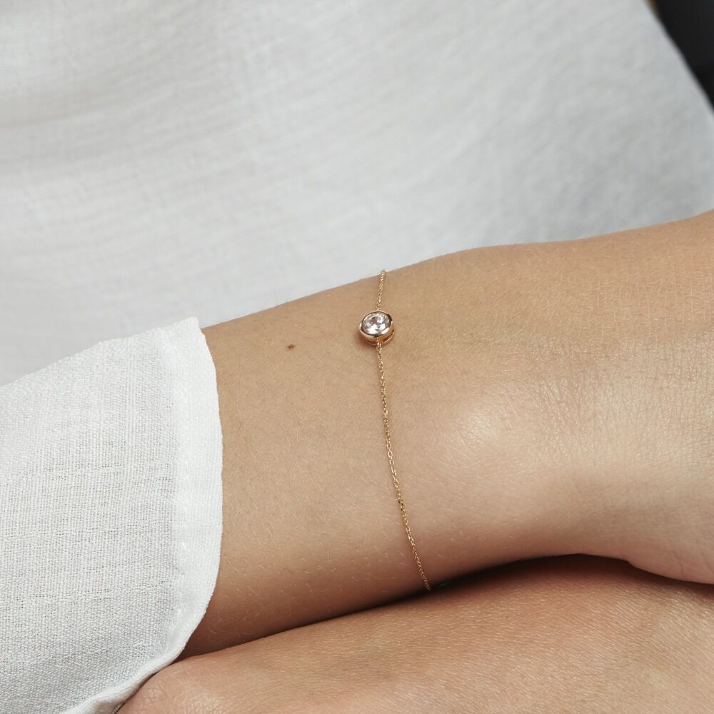 Bracelet Columbine Or Jaune Oxyde De Zirconium Blanc - Bracelets chaînes Femme | Marc Orian