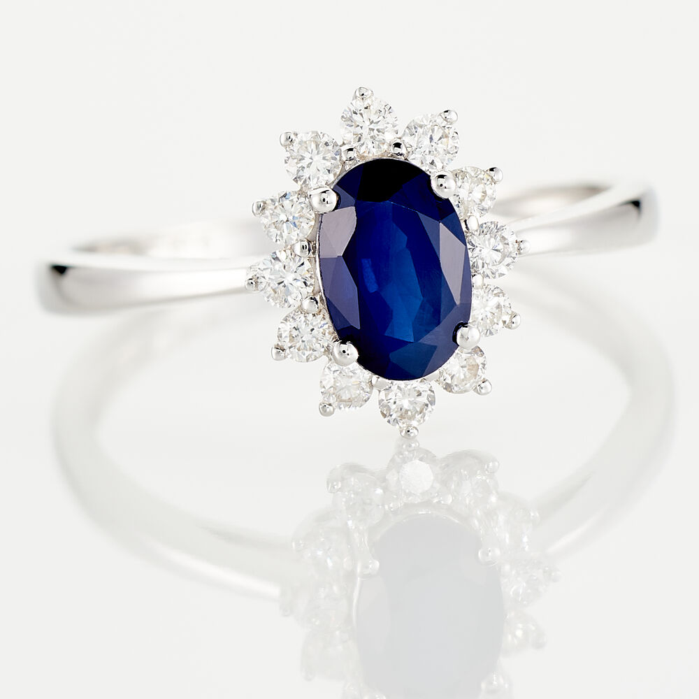 Bague Or Blanc Saphir Diamants - Solitaires Femme | Marc Orian
