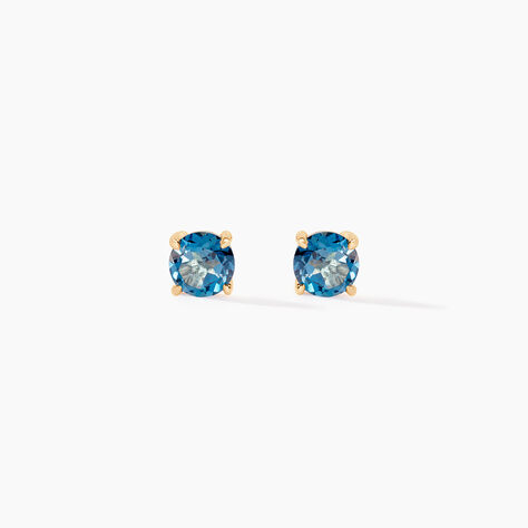 Boucles D'oreilles Puces Elea Or Jaune Topaze Bleu London - Puces Femme | Marc Orian
