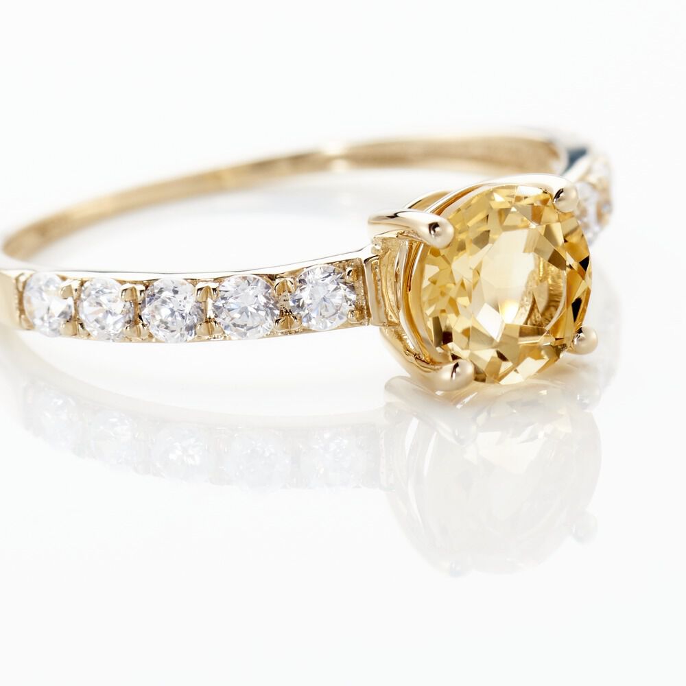 Bague Or Jaune Monroe Citrine Oxydes De Zirconium - Bagues pierres fines Femme | Marc Orian