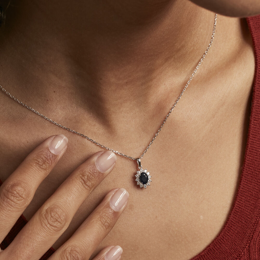 Pendentif Vladimir Or Blanc Saphir Et Diamant - Pendentifs Femme | Marc Orian