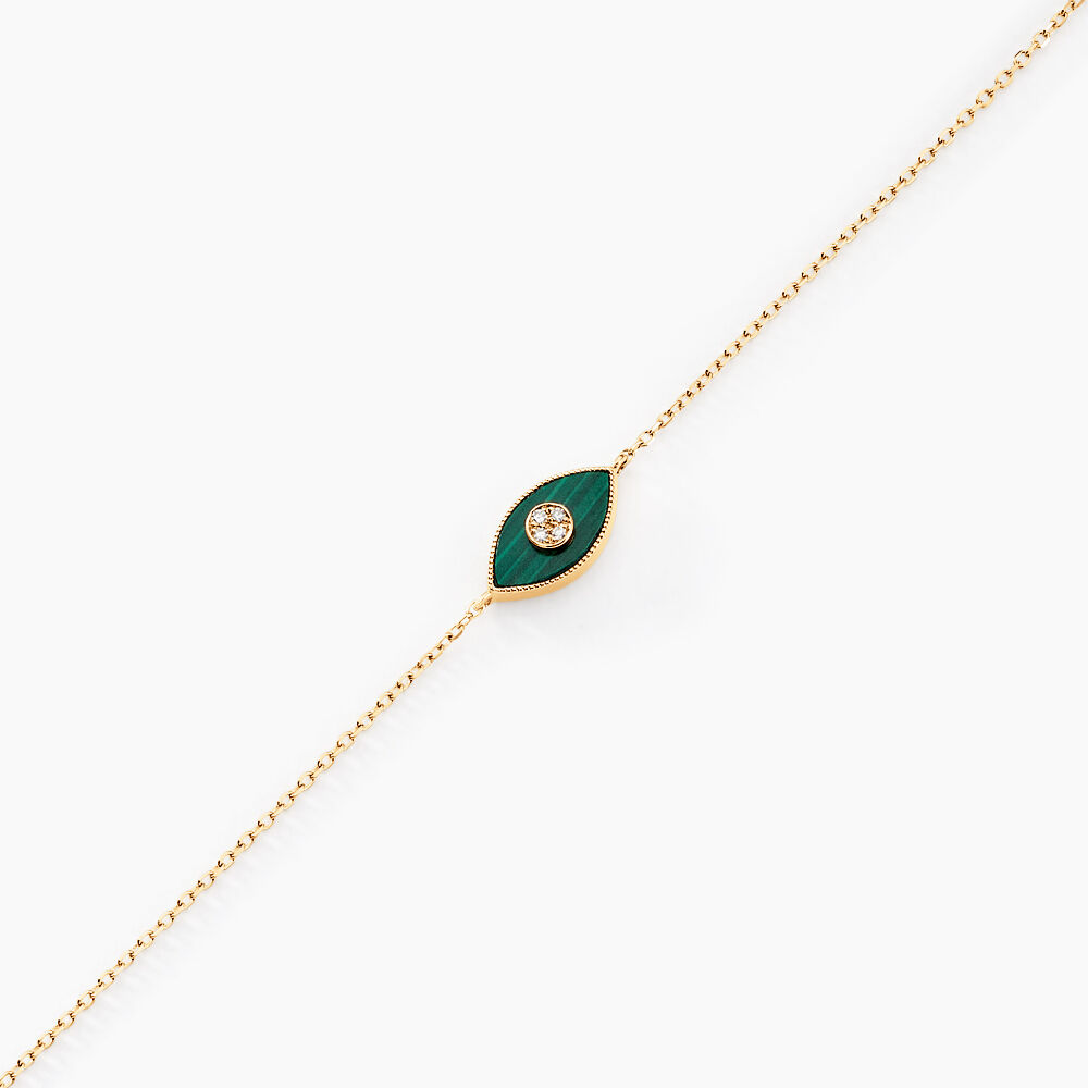 Bracelet Matiasma Or Jaune Malachite Diamant - Bracelets chaînes Femme | Marc Orian