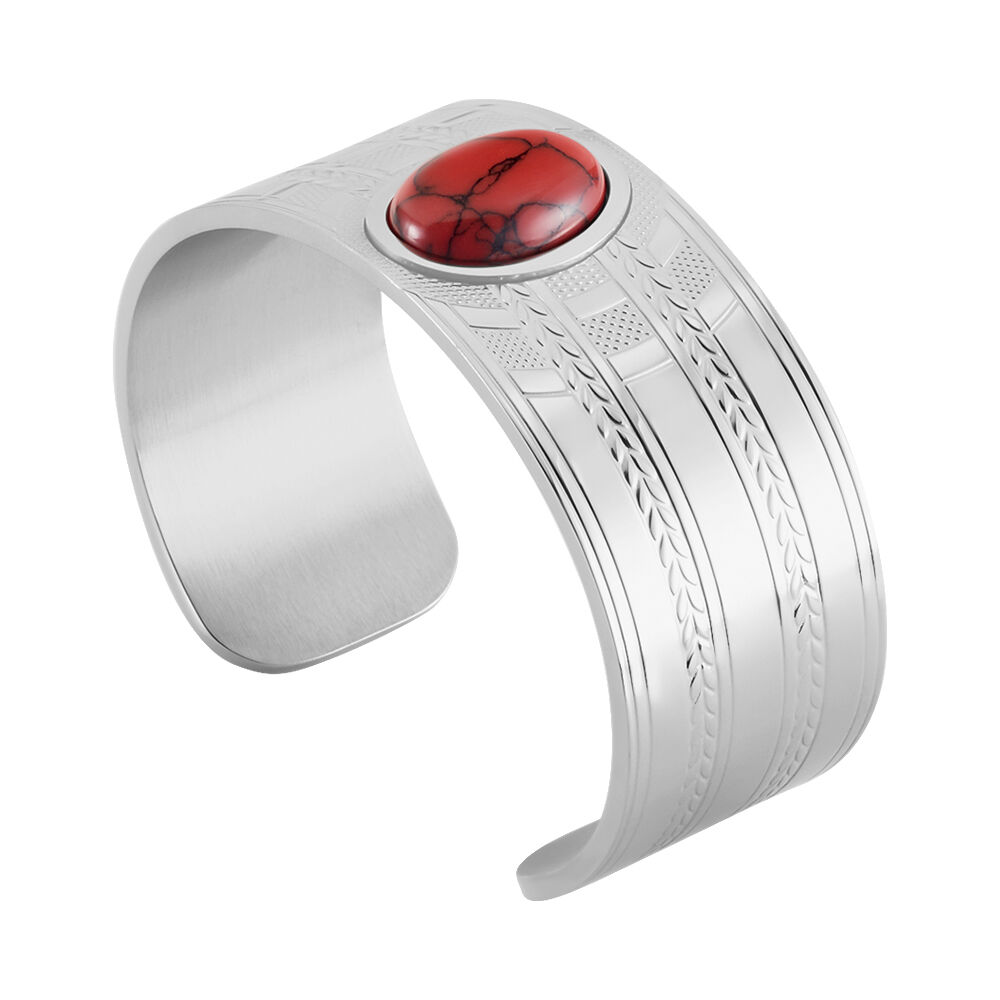 Bracelet Jonc Imagine Segolene Acier Blanc Pierre De Synthese - Bracelets joncs Femme | Marc Orian
