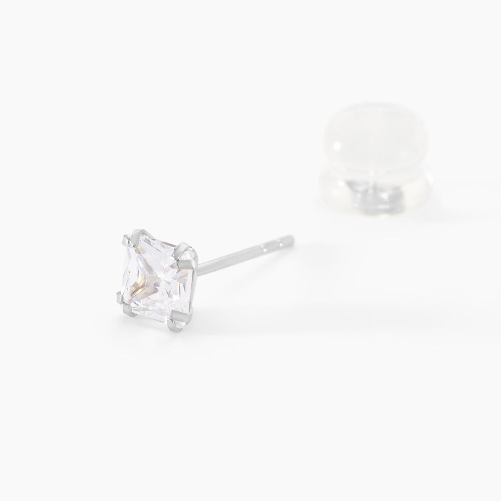 Boucles D'oreilles Puces Doreen Or Blanc Oxyde De Zirconium - Puces Famille | Marc Orian