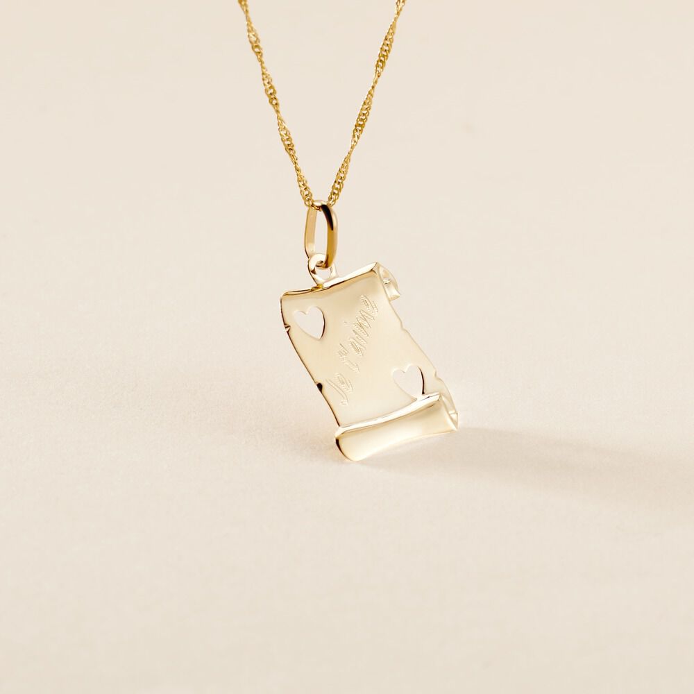 Pendentif Sirona Parchemin Message Or Jaune - Bijoux personnalisés Famille | Marc Orian