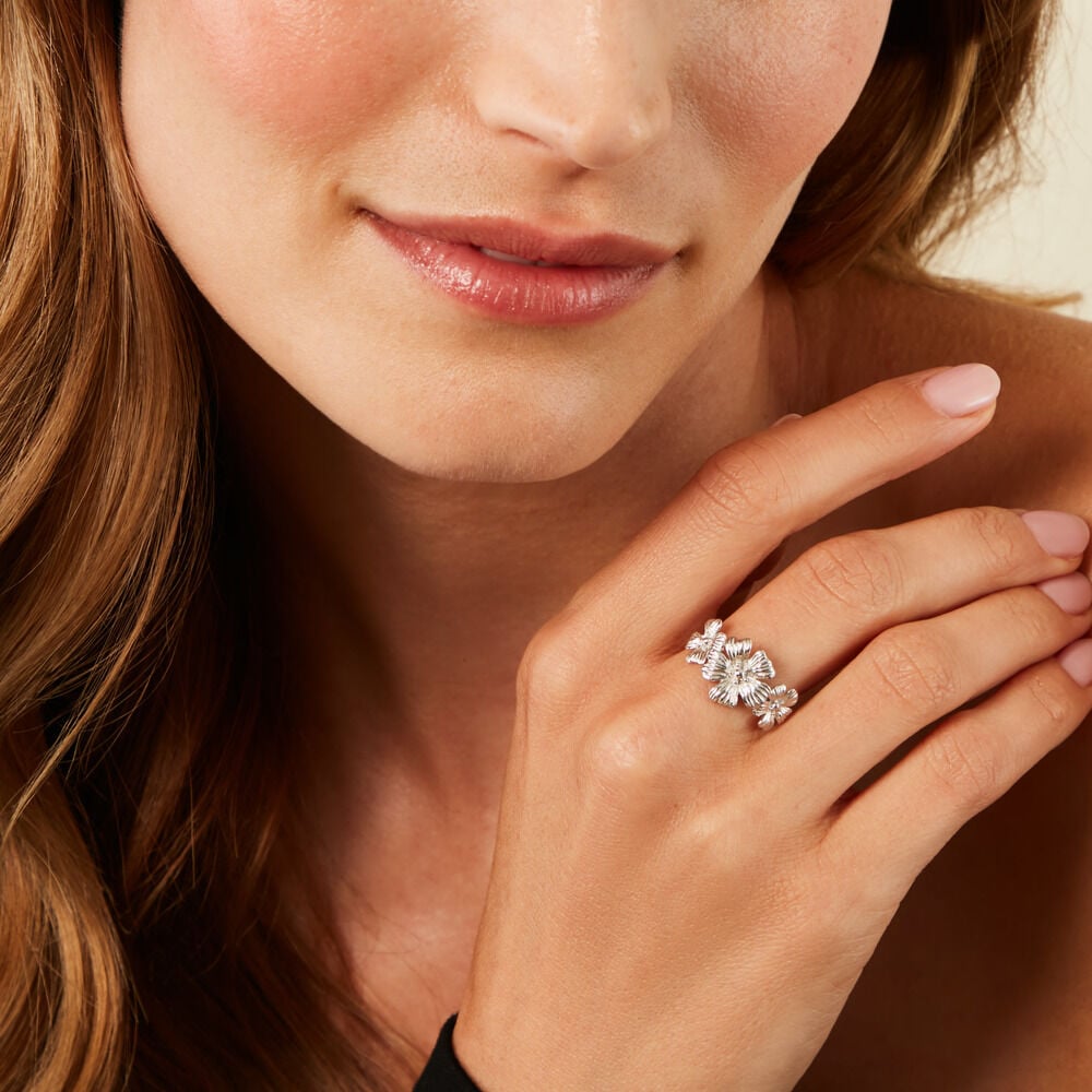 Bague Flora Argent Blanc - Bijoux fantaisie Femme | Marc Orian