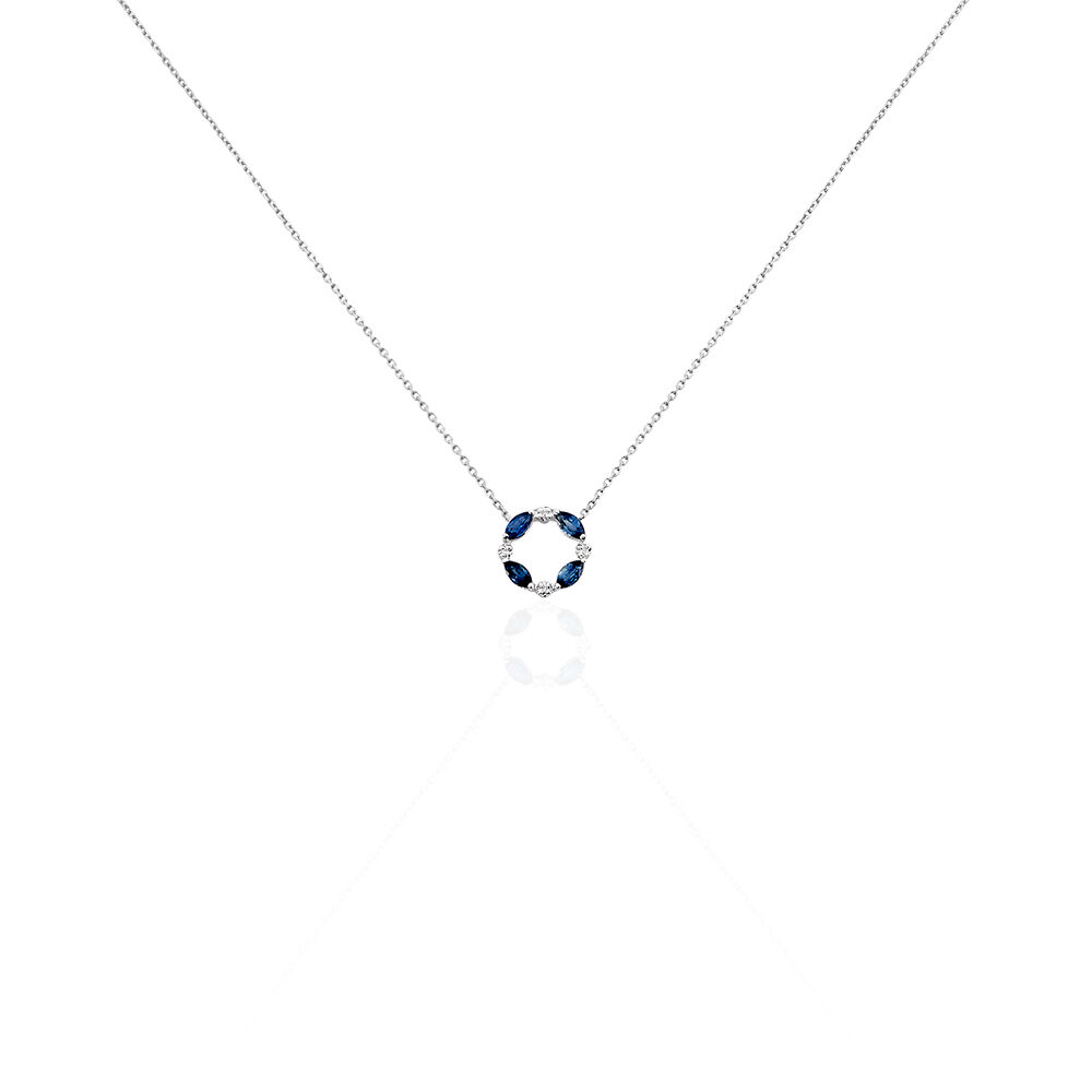 Collier Arlina Or Blanc Saphir Et Diamant - Colliers avec pierres Femme | Marc Orian