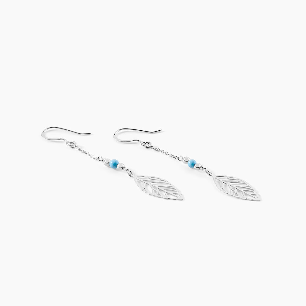 Boucles D'oreilles Pendantes Grethel Argent Blanc Turquoise - Pendantes Femme | Marc Orian
