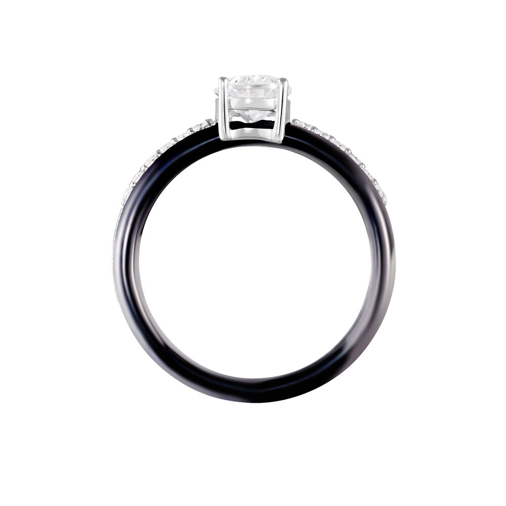 Bague Solitaire Neville Argent Blanc C&eacute;ramique Et Oxyde De Zirconium - Bagues de promesse Femme | Marc Orian
