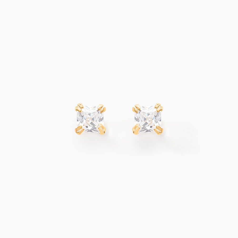 Boucles D'oreilles Puces Doreen Or Jaune Oxyde De Zirconium - Puces Famille | Marc Orian