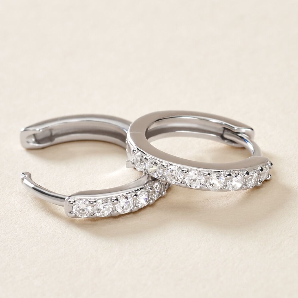 Cr&eacute;oles Jussi Argent Blanc Oxyde De Zirconium - Cr&eacute;oles Femme | Marc Orian