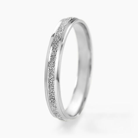 Alliance Caroline Sablee Ruban Plat Or Blanc - Alliances duo Femme | Marc Orian