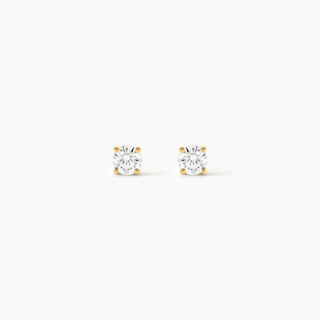 Boucles D'oreilles Puces 4 Griffes Or Jaune Diamant Synthetique - Puces Femme | Marc Orian