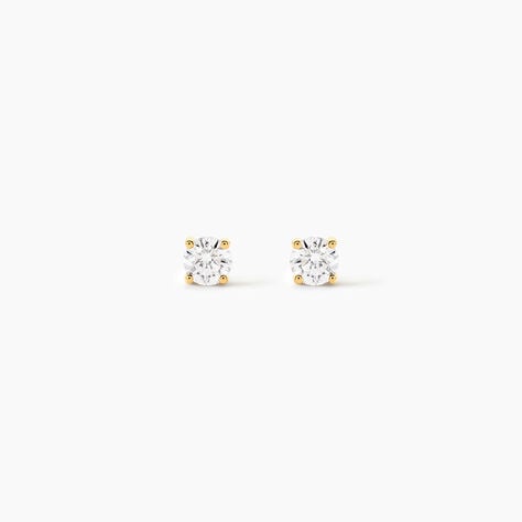 Boucles D'oreilles Puces 4 Griffes Or Jaune Diamant Synthetique - Puces Femme | Marc Orian