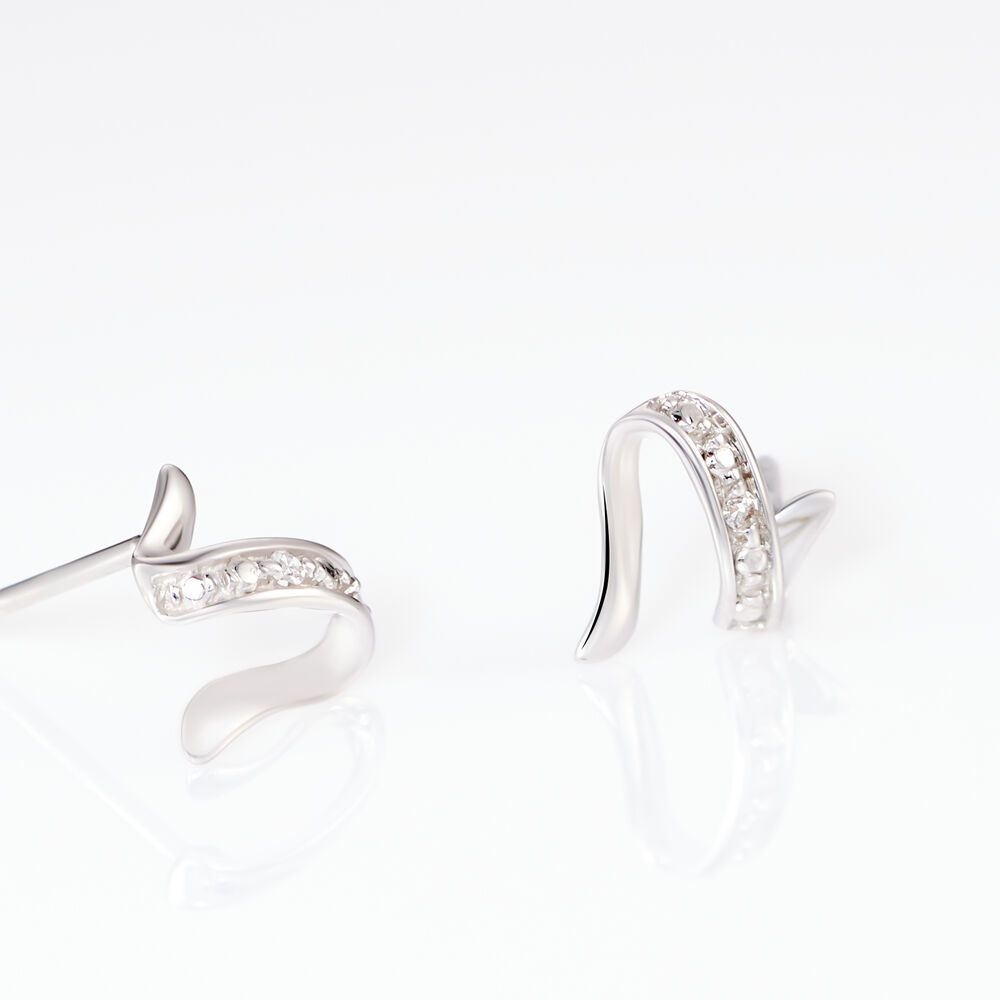 Boucles D'oreilles Puces Ouassima Or Blanc Diamant - Puces Femme | Marc Orian