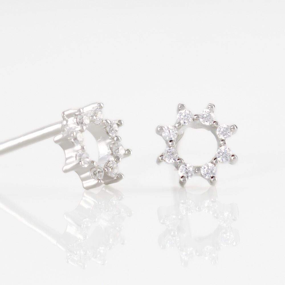 Boucles D'oreilles Puces Ama Argent Blanc Oxyde De Zirconium - Puces Femme | Marc Orian