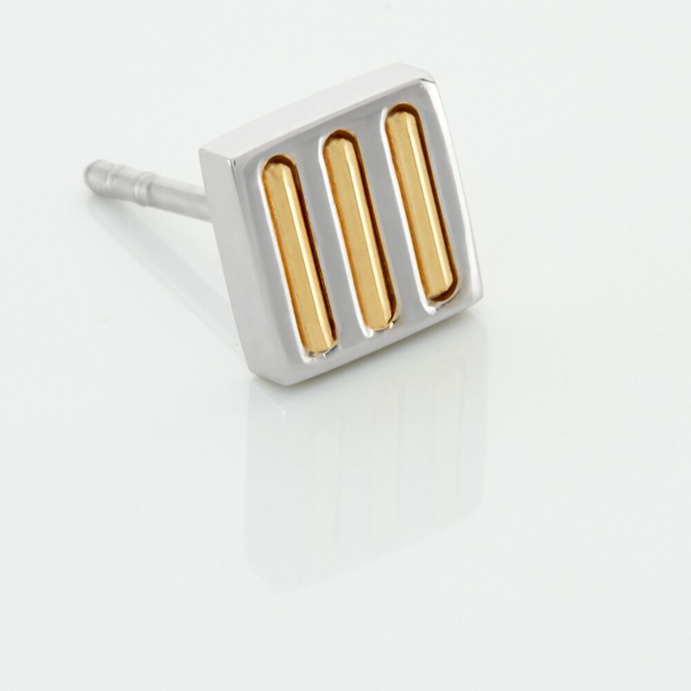 Boucle D'oreille Puce Unitaire Acier Blanc Et Plaqué Or Anson - Puces Homme | Marc Orian