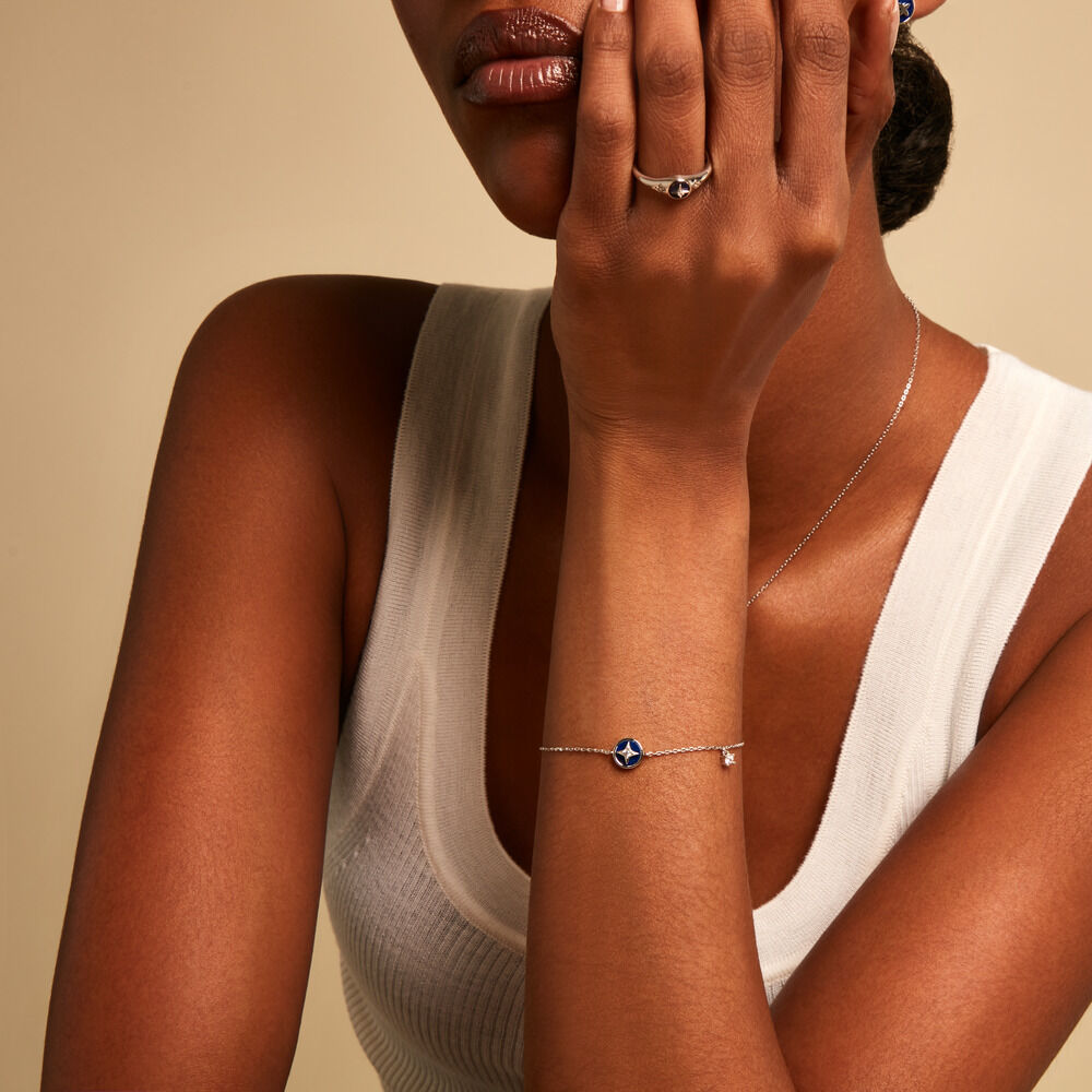 Bracelet Talismania Argent Blanc Lapis Lazuli Oxyde De Zirconium - Bracelets Medailles Femme | Marc Orian