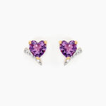 Boucles D'oreilles Puces Eva Or Jaune Amethyste Et Oxyde De Zirconium - Puces Femme | Marc Orian