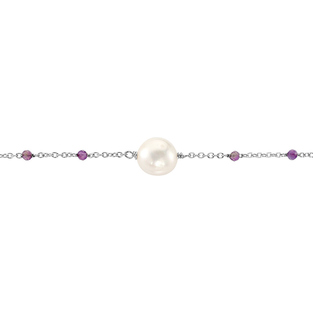 Bracelet Kerri Argent Blanc Perle De Culture Améthyste - Bracelets chaînes Femme | Marc Orian