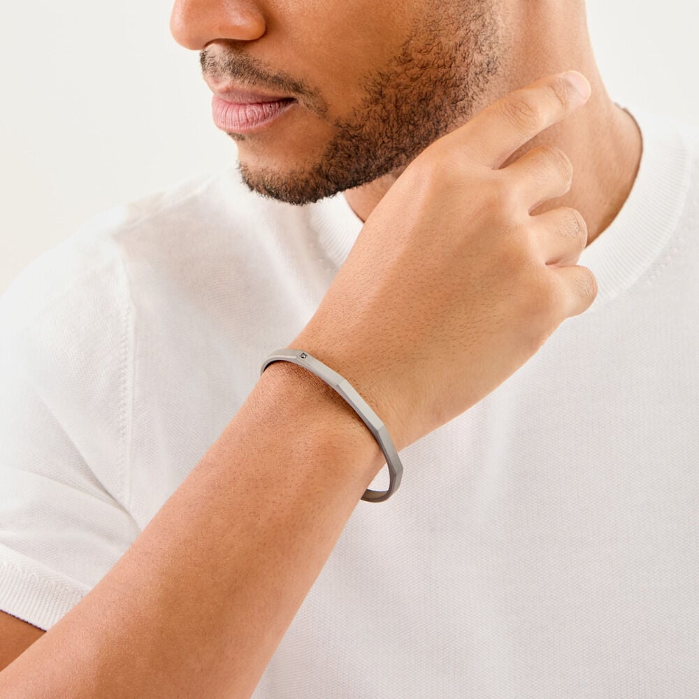 Bracelet Jonc Titane Gris Diamant - Bracelets joncs Homme | Marc Orian