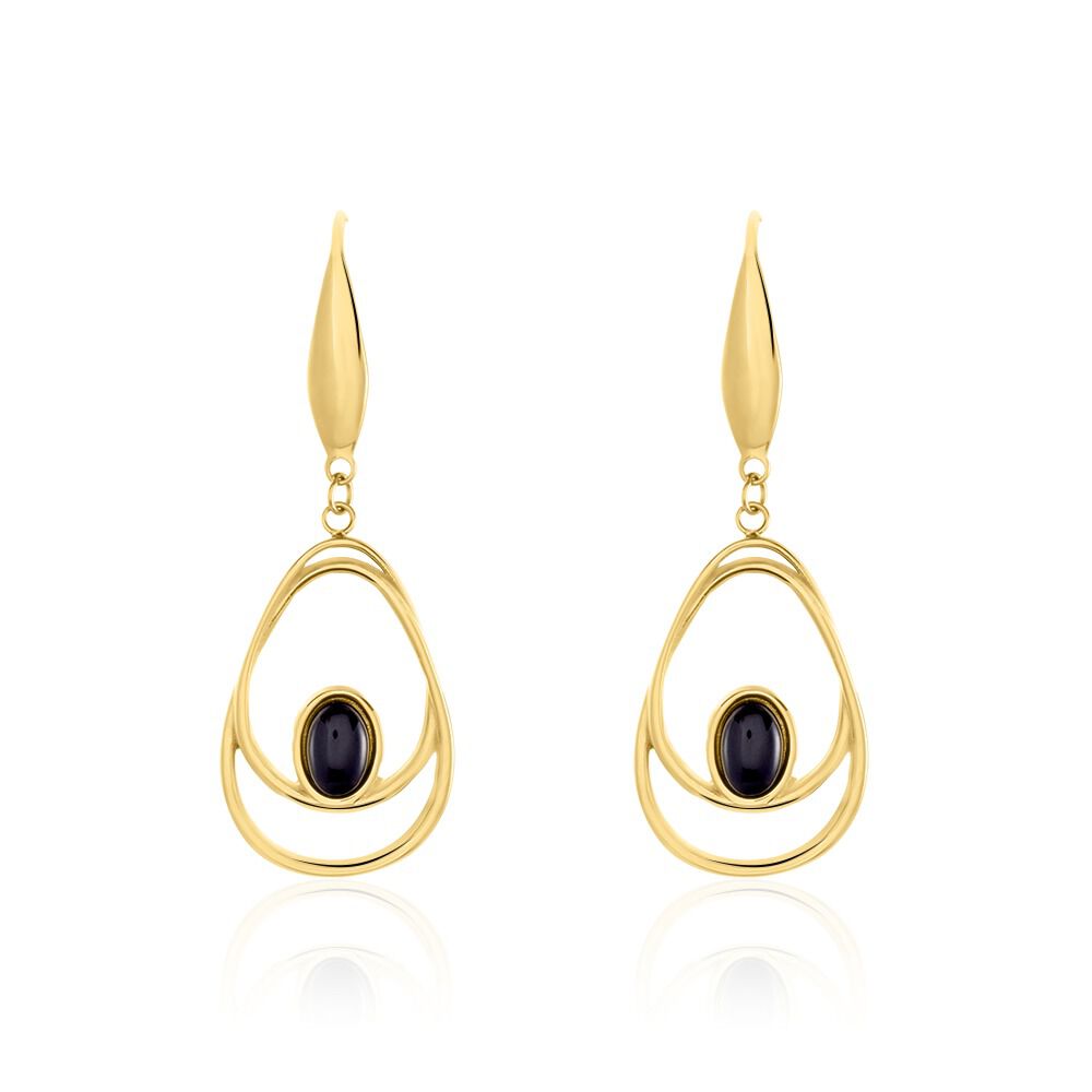Boucles D'oreilles Pendantes Acier Doré Ruben Agate - Pendantes Femme | Marc Orian