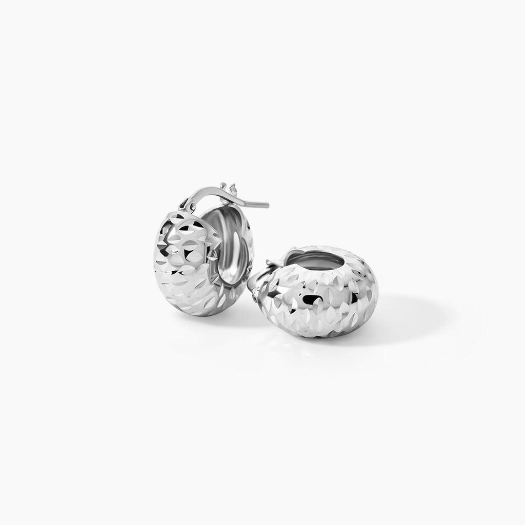 Cr&eacute;oles Amadi Argent Blanc - Cr&eacute;oles Femme | Marc Orian