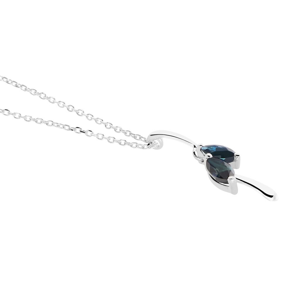 Collier Navette Or Blanc Saphir - Colliers avec pierres Femme | Marc Orian