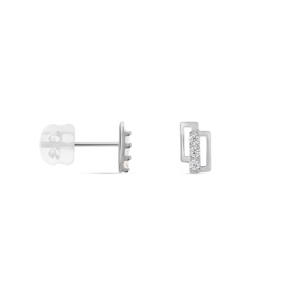 Boucles D'oreilles Puces Youssa Barrettes Or Blanc Oxyde De Zirconium - Puces Femme | Marc Orian