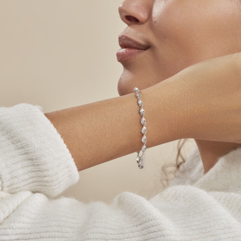 Bracelet Ciana Torsade Diamante Argent Blanc - Bracelets mailles Femme | Marc Orian