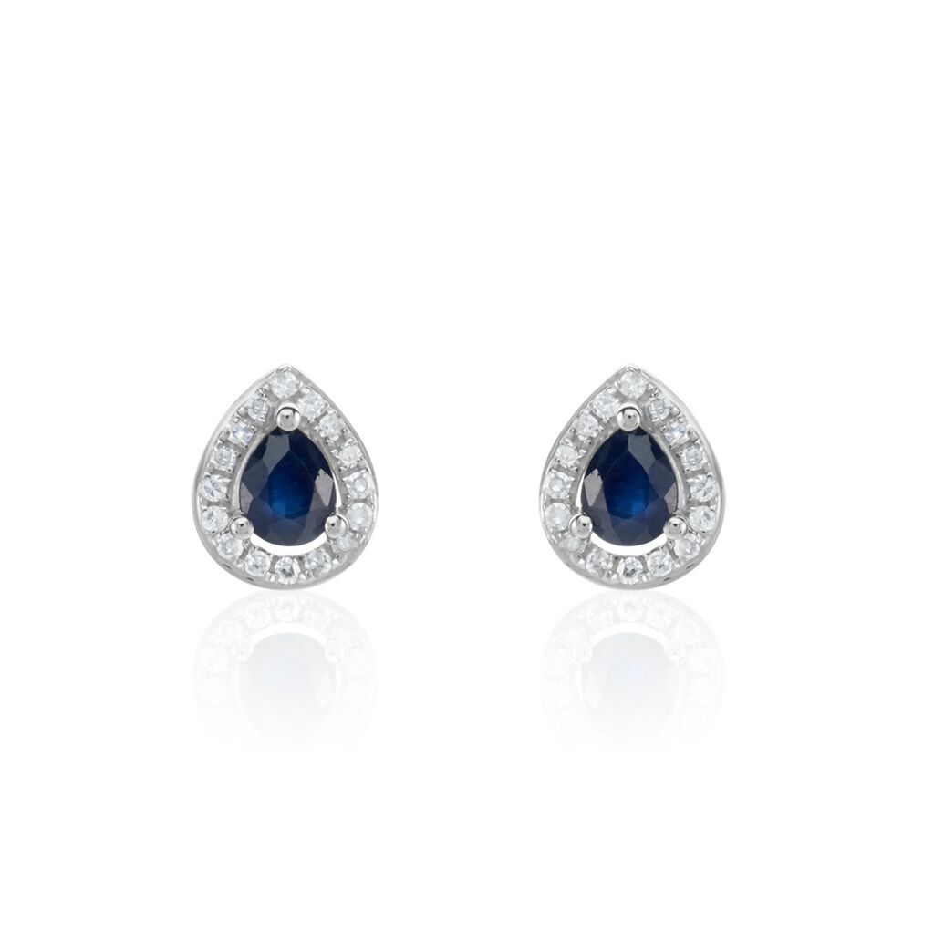 Boucles D'oreilles Puces Or Blanc Elheme Saphir - Puces Femme | Marc Orian