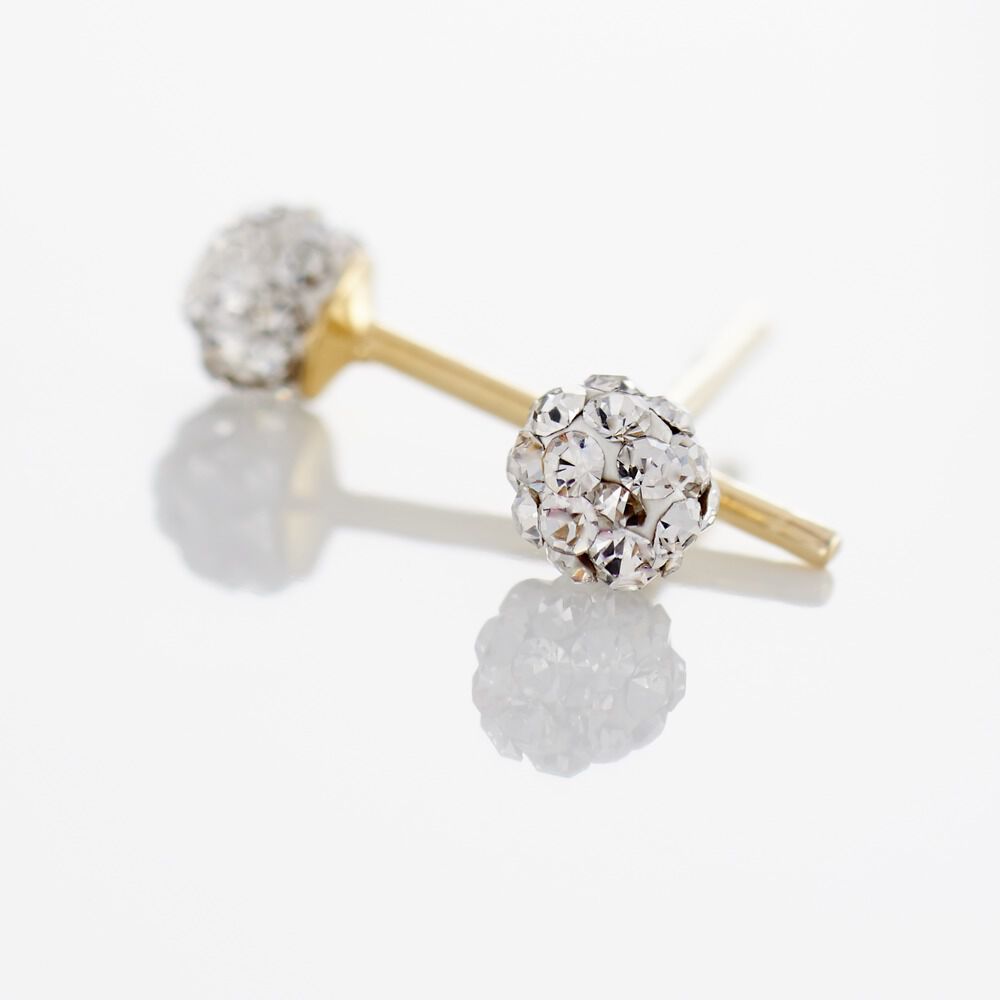 Boucles D'oreilles Puces Fidelia Boule Or Jaune Boules Cristal - Puces Femme | Marc Orian