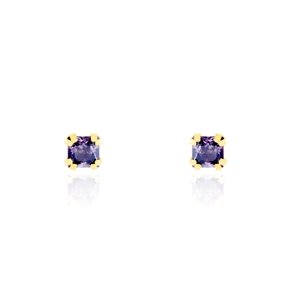 Boucles D'oreilles Puces Doreen Carre Or Jaune Oxyde De Zirconium - Puces Femme | Marc Orian