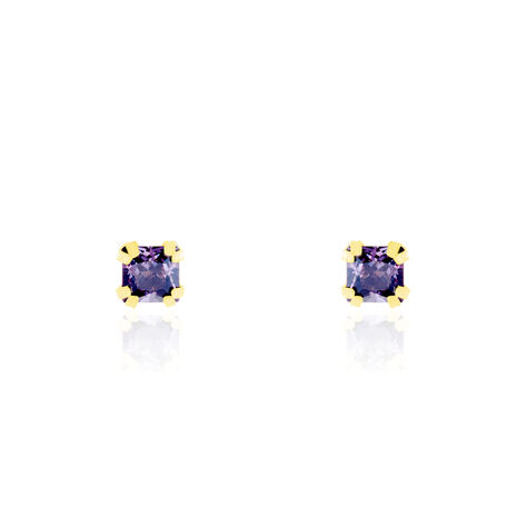 Boucles D'oreilles Puces Doreen Carre Or Jaune Oxyde De Zirconium - Puces Femme | Marc Orian