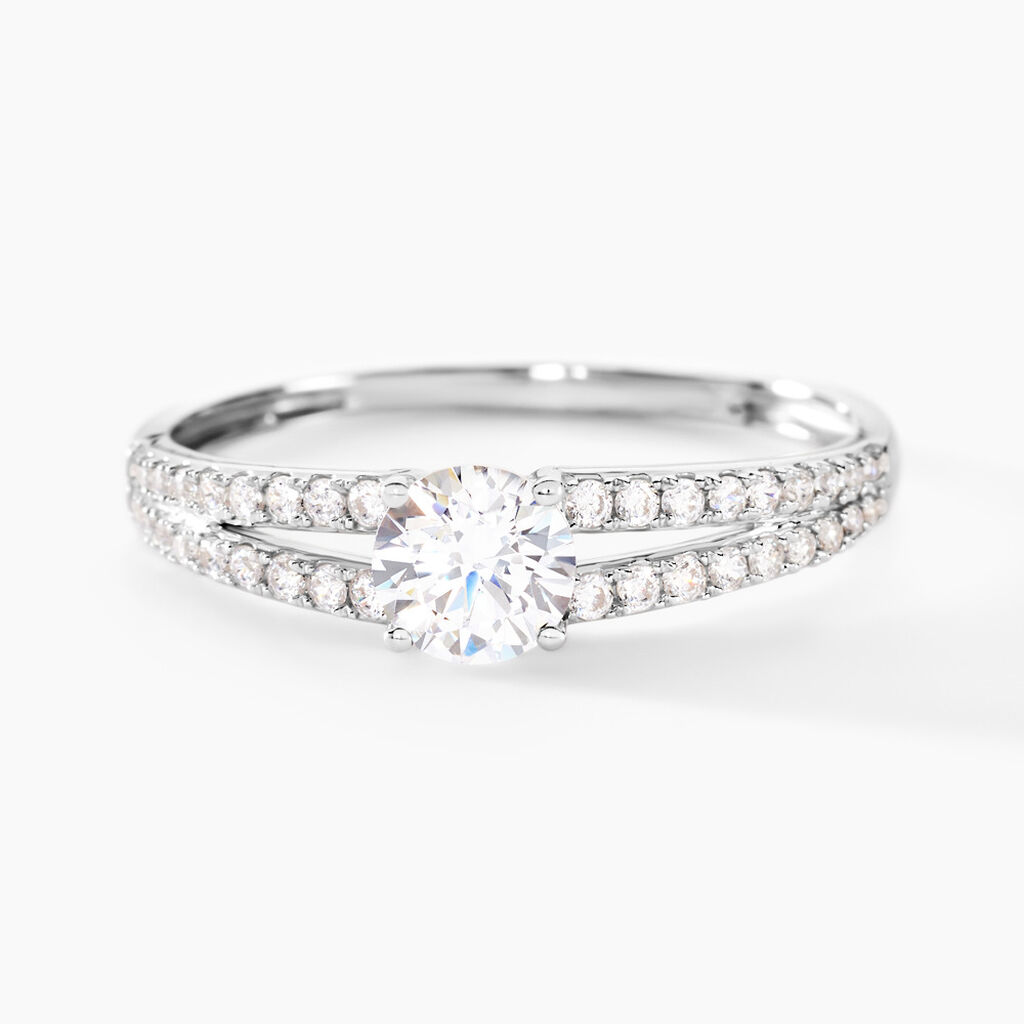Bague Fina Or Blanc Oxyde De Zirconium - Solitaires Femme | Marc Orian