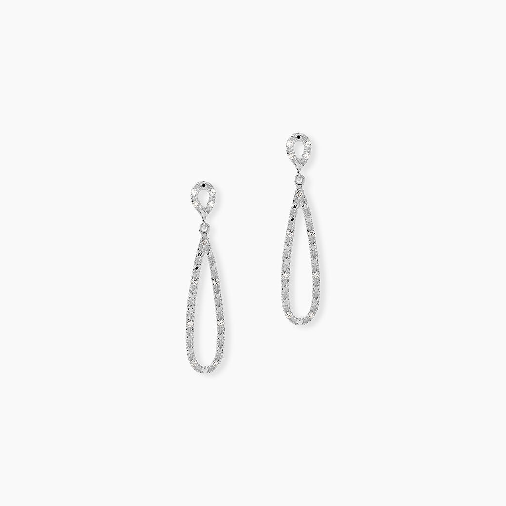 Boucles D'oreilles Pendantes Or Blanc Diamants - Pendantes Femme | Marc Orian