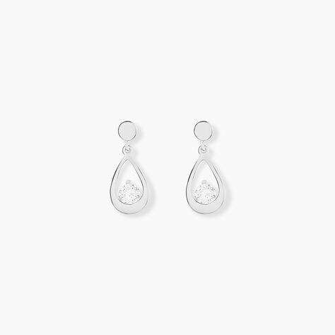 Boucles D'oreilles Pendantes Phaenna Or Blanc Oxyde De Zirconium - Pendantes Femme | Marc Orian