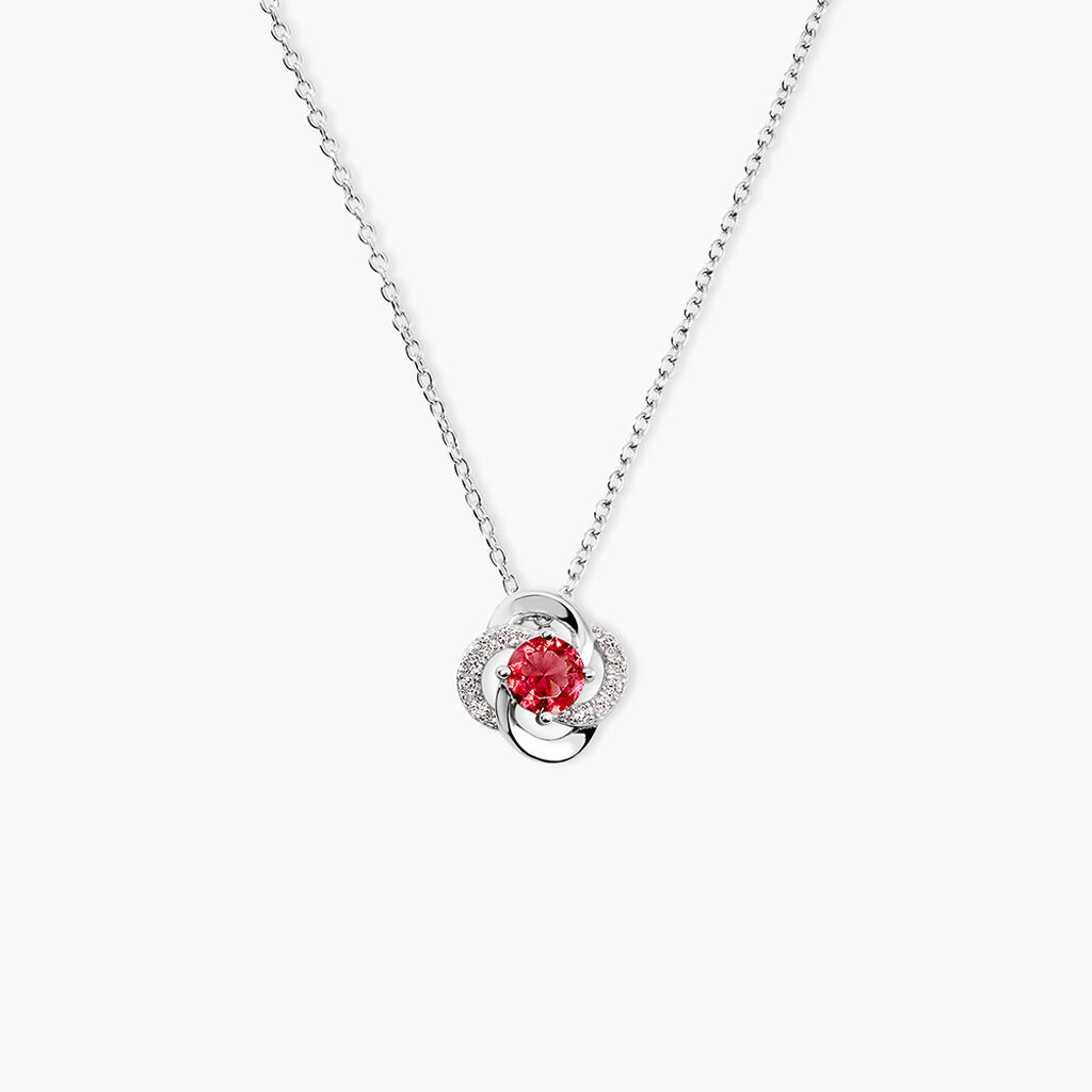 Collier Argent Blanc Clover Verre Oxydes De Zirconium - Colliers avec pierres Femme | Marc Orian