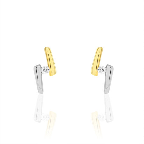 Boucles D'oreilles Pendantes Aini Or Bicolore Diamant - Boucles d'oreilles Pendantes Femme | Marc Orian