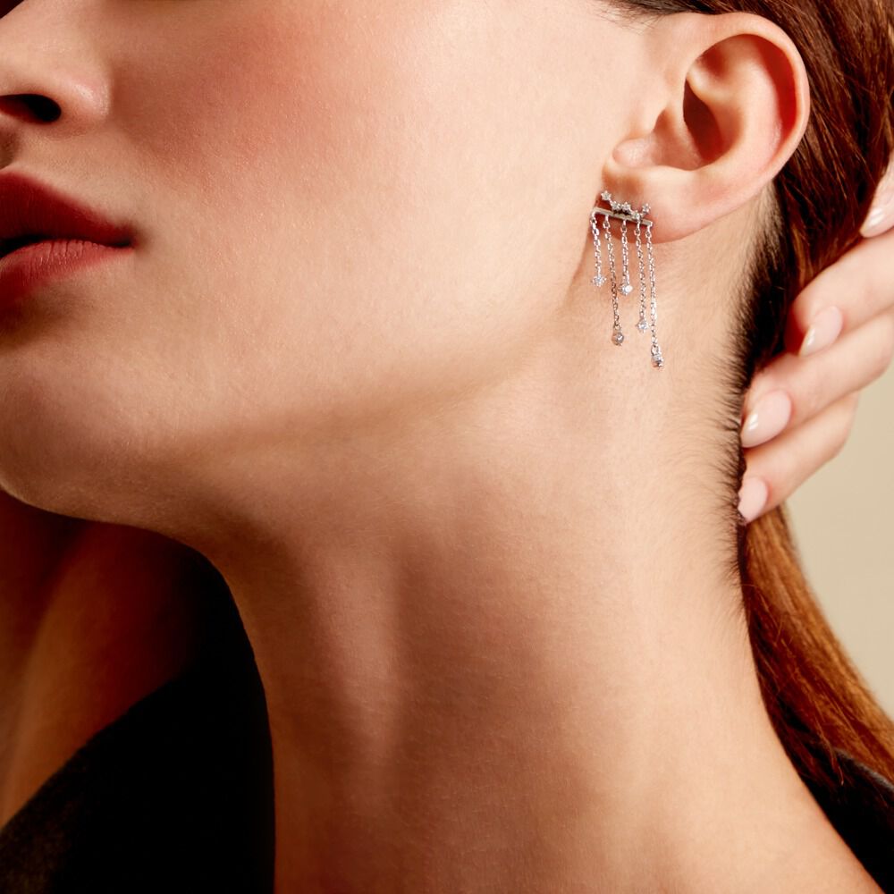 Boucles D'oreilles Pendantes Marsala Argent Blanc Oxyde De Zirconium - Pendantes Femme | Marc Orian