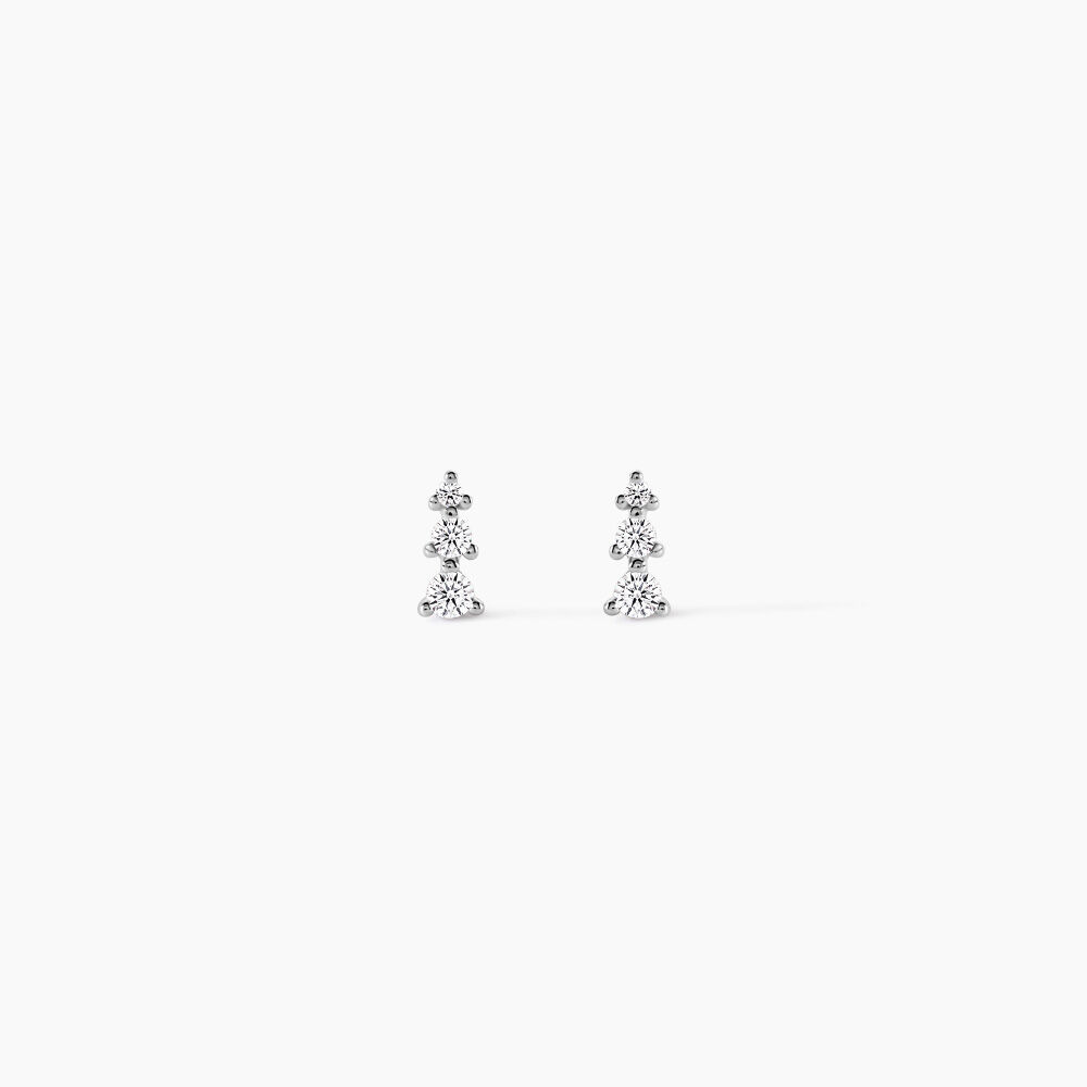 Boucles D'oreilles Puces Antonina Argent Blanc Oxyde De Zirconium - Puces Femme | Marc Orian