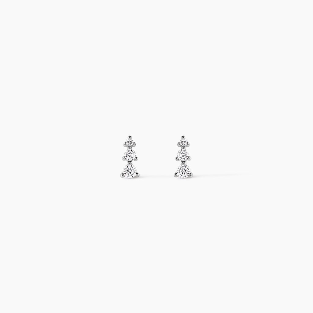 Boucles D'oreilles Puces Antonina Argent Blanc Oxyde De Zirconium - Puces Femme | Marc Orian