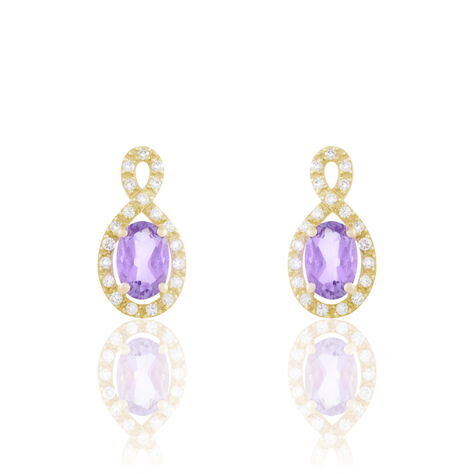 Boucles D'oreilles Pendantes Passion Or Jaune Amethyste Et Oxyde - Pendantes Femme | Marc Orian