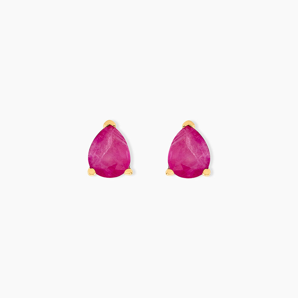 Boucles D'oreilles Puces Or Jaune Isador Rubis - Puces Femme | Marc Orian
