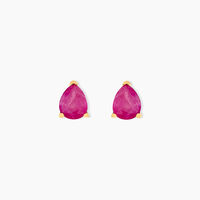 Boucles D'oreilles Puces Or Jaune Isador Rubis