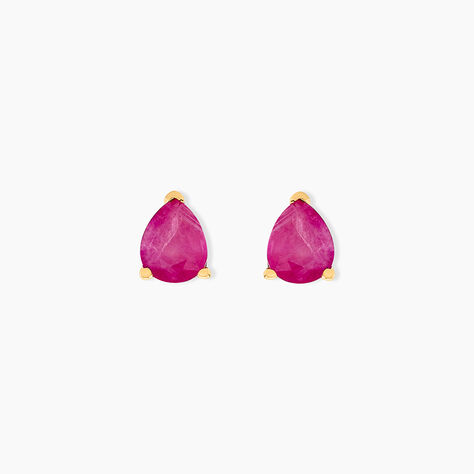 Boucles D'oreilles Puces Or Jaune Isador Rubis - Puces Femme | Marc Orian