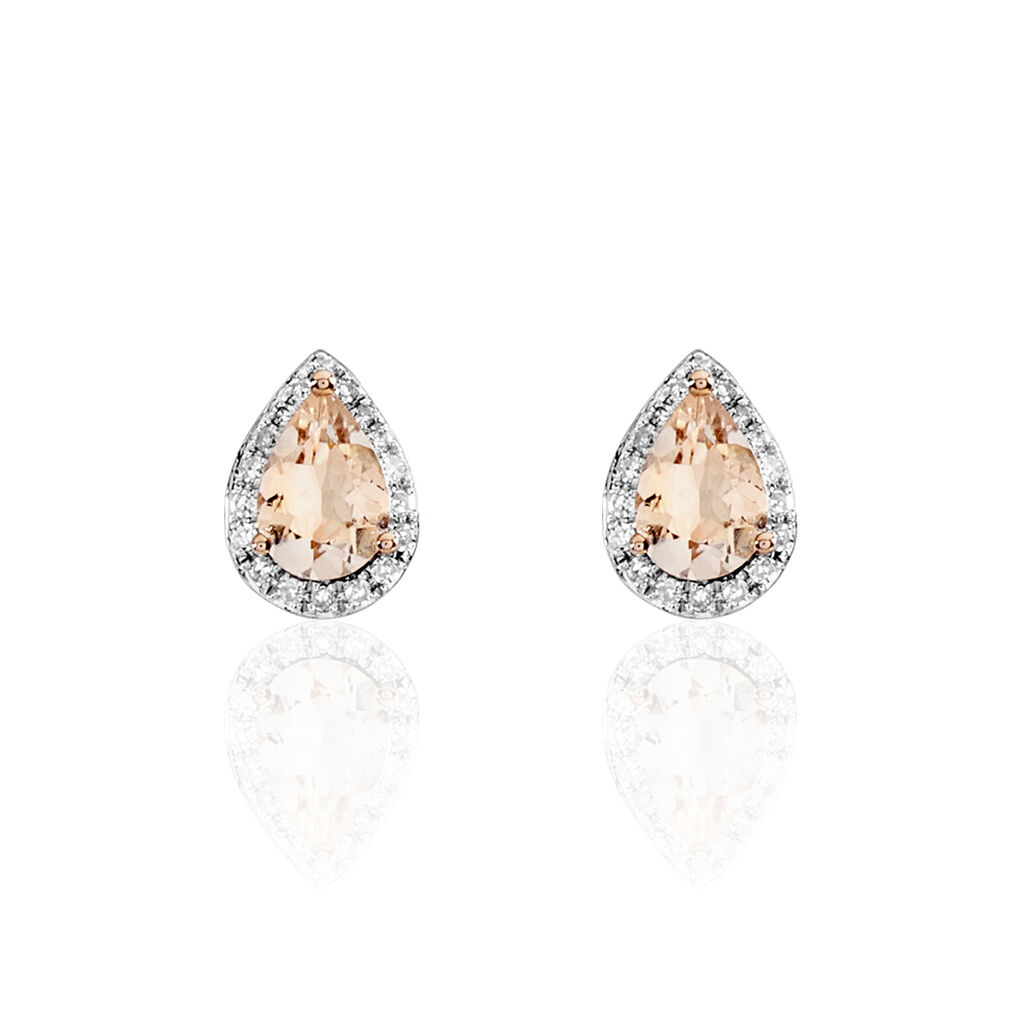 Boucles D'oreilles Puces Alice Or Rose Morganite Et Oxyde De Zirconium - Puces Femme | Marc Orian