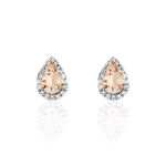 Boucles D'oreilles Puces Alice Or Rose Morganite Et Oxyde De Zirconium - Puces Femme | Marc Orian